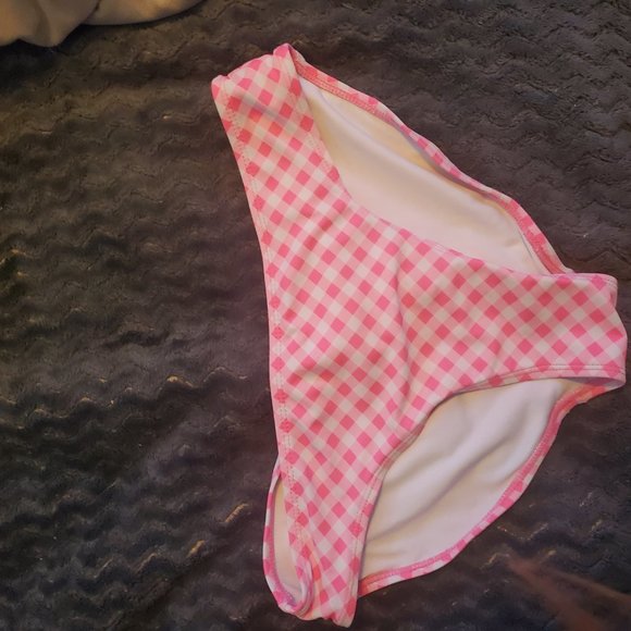 Pink and white checkered bathing suit bottoms - Picture 2 of 2